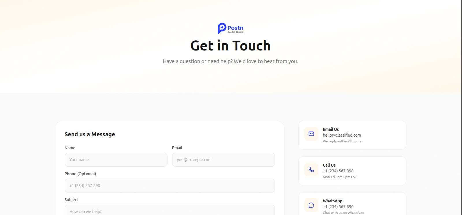 Postn Contact Page
